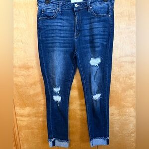 KanCan Women’s cuff distressed stretched jeans